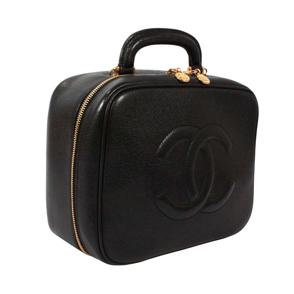 CHANEL Black Caviar Leather Logo Vanity Bag - Picture 2 of 15